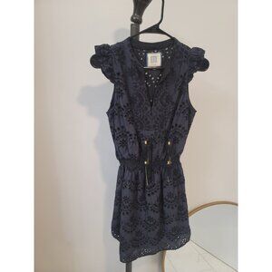 Bell by Alicia Bell Womens Mini Eyelet Fit & Flare Dress, Black, Small